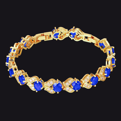 9mm Diamond Cut Gem Crystal Chain Bracelet for With Cz