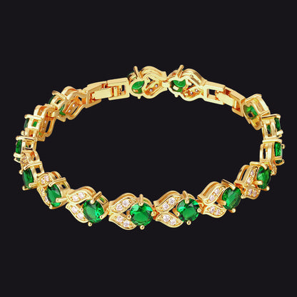 9mm Diamond Cut Gem Crystal Chain Bracelet for With Cz