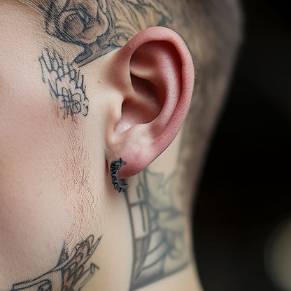 Half-circle Skull Rivet Huggie Stud Earrings for