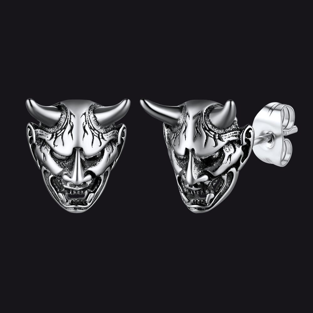 Halloween Hannya Mask Devil Horn Earrings for