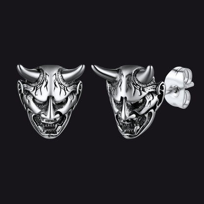 Halloween Hannya Mask Devil Horn Earrings for