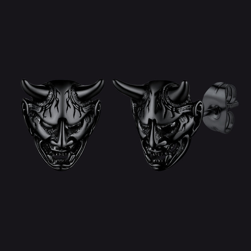 Halloween Hannya Mask Devil Horn Earrings for