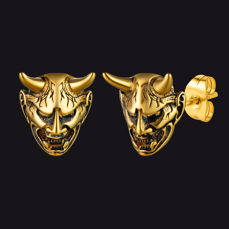 Halloween Hannya Mask Devil Horn Earrings for
