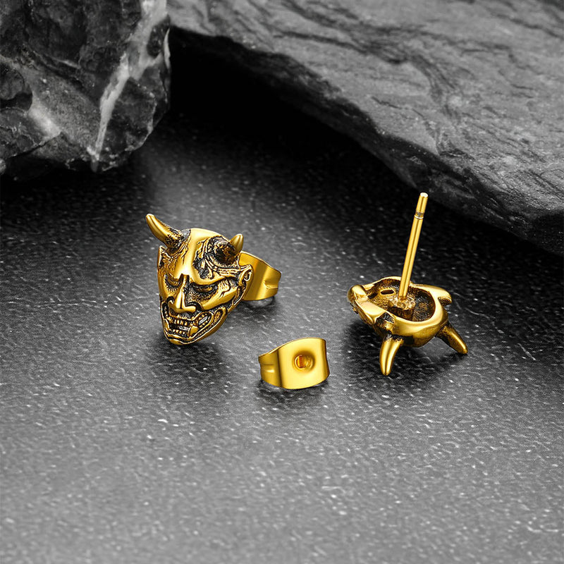 Halloween Hannya Mask Devil Horn Earrings for