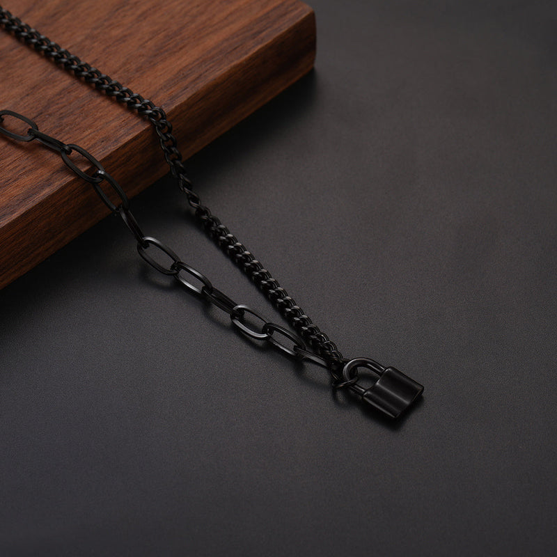Handcuff Padlock Pendant Curb Chain Necklace for