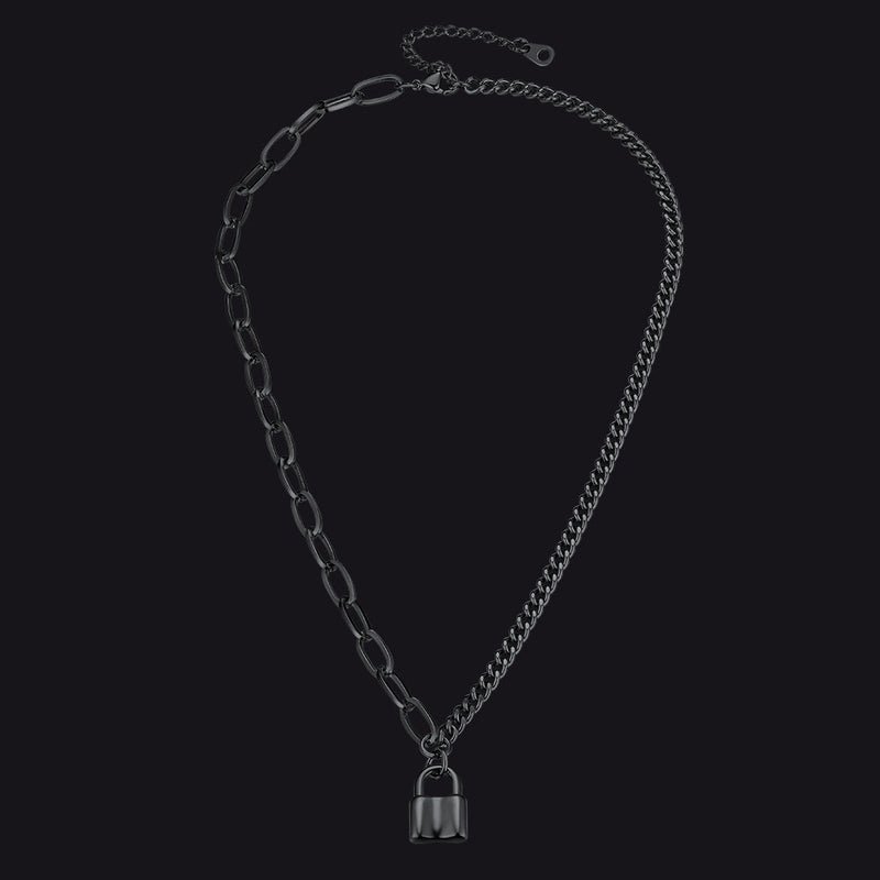 Handcuff Padlock Pendant Curb Chain Necklace for