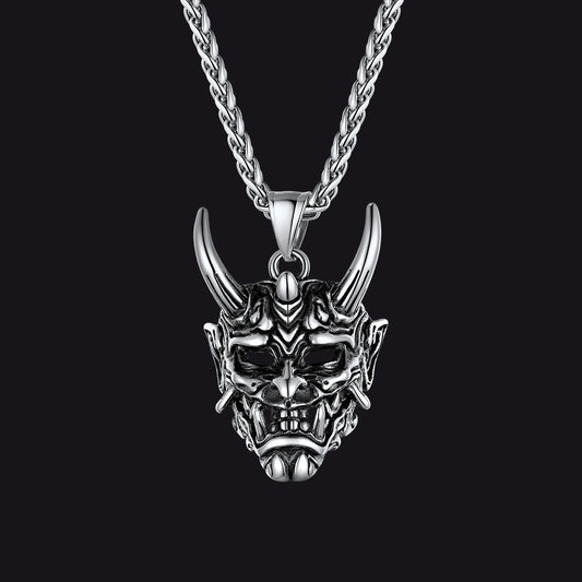 Gothic Evil Hannya Damon Mask Pendant Necklace for