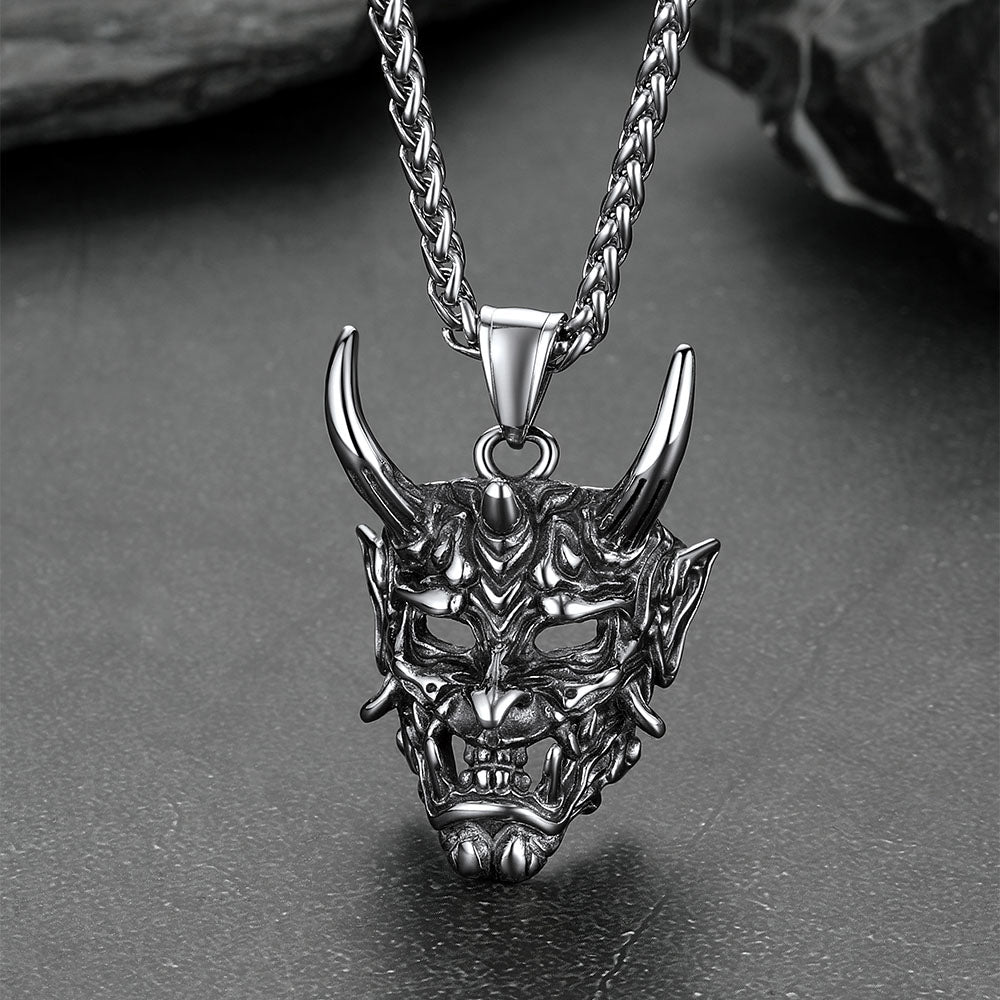 Gothic Evil Hannya Damon Mask Pendant Necklace for