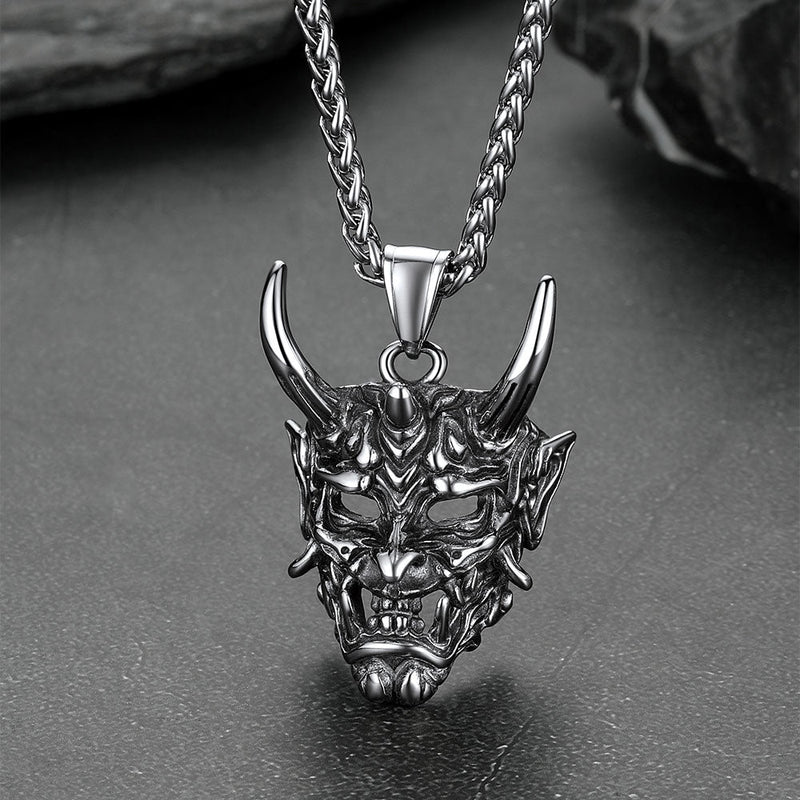 Gothic Evil Hannya Damon Mask Pendant Necklace for