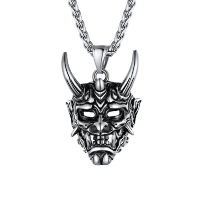 Gothic Evil Hannya Damon Mask Pendant Necklace for