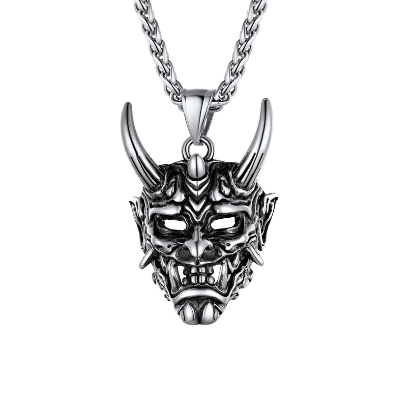 Gothic Evil Hannya Damon Mask Pendant Necklace for