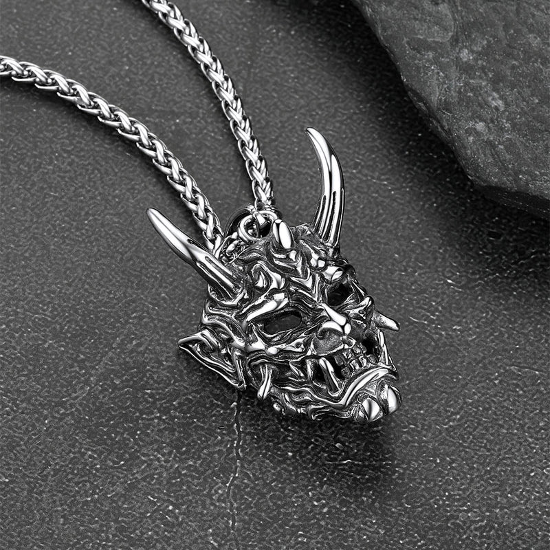 Gothic Evil Hannya Damon Mask Pendant Necklace for