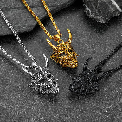 Gothic Evil Hannya Damon Mask Pendant Necklace for