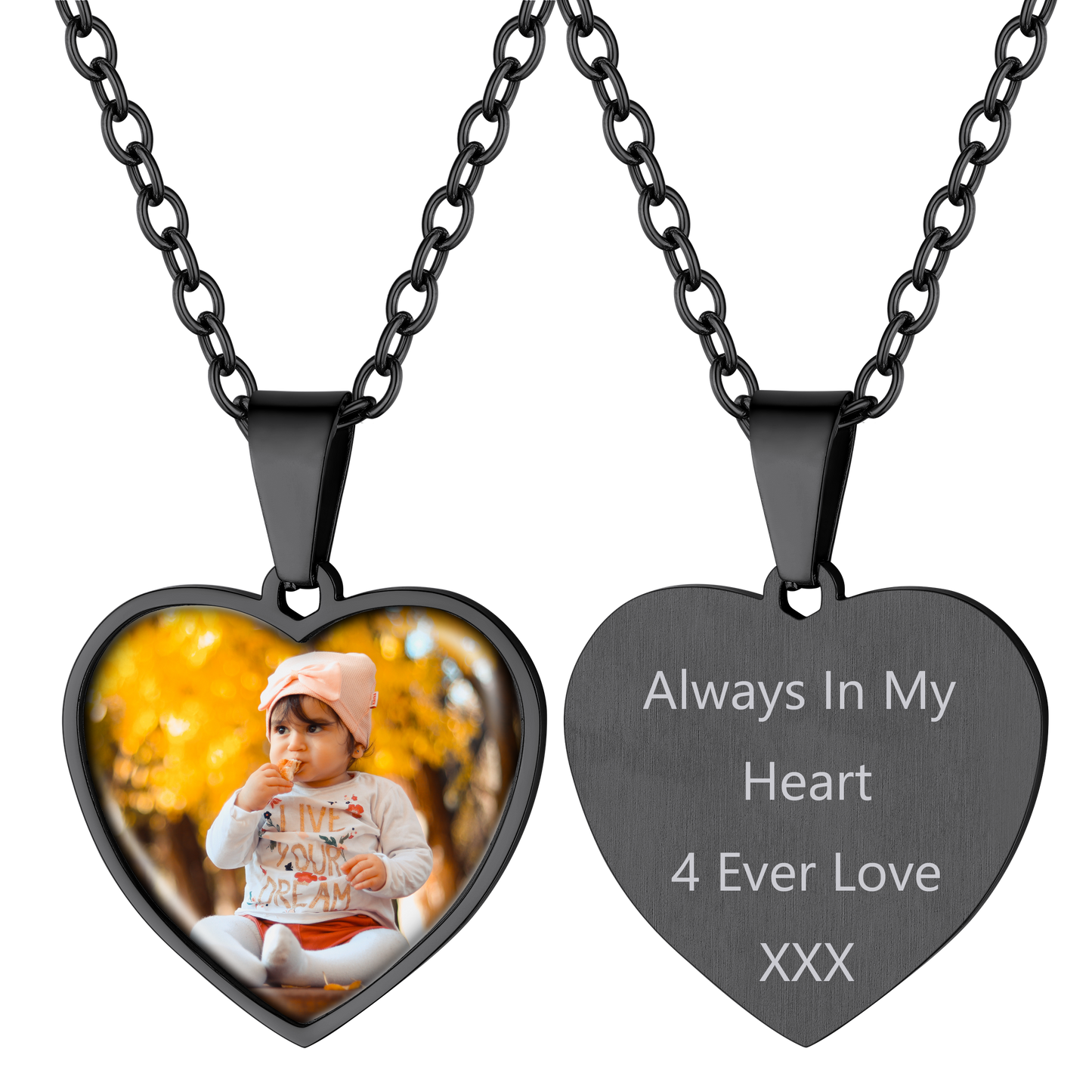 Customized Heart Photo Necklace Memorial Gift for