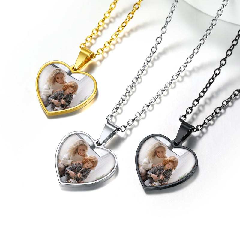 Customized Heart Photo Necklace Memorial Gift for