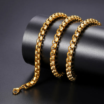 Hollow Rolo Box Link Chain Necklace for , 3/6mm Width