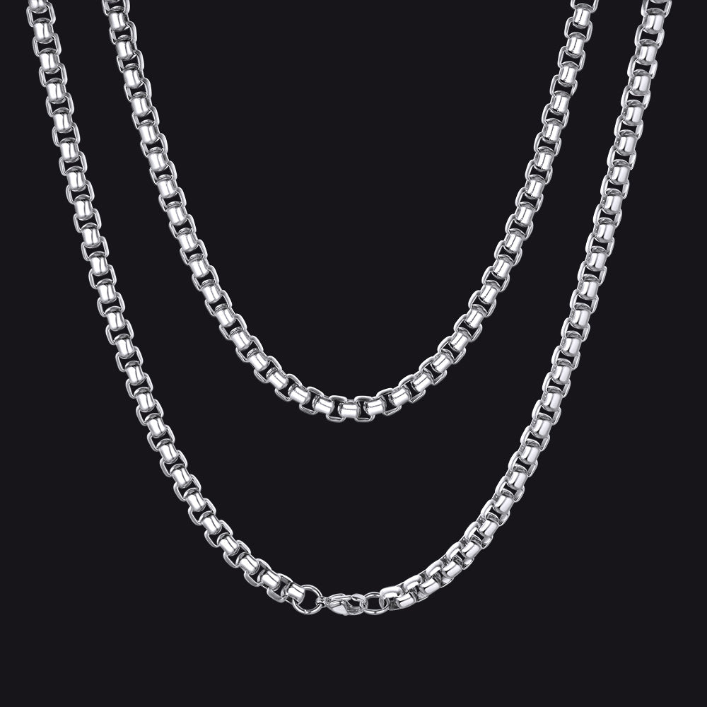 Hollow Rolo Box Link Chain Necklace for , 3/6mm Width