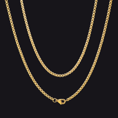 Hollow Rolo Box Link Chain Necklace for , 3/6mm Width