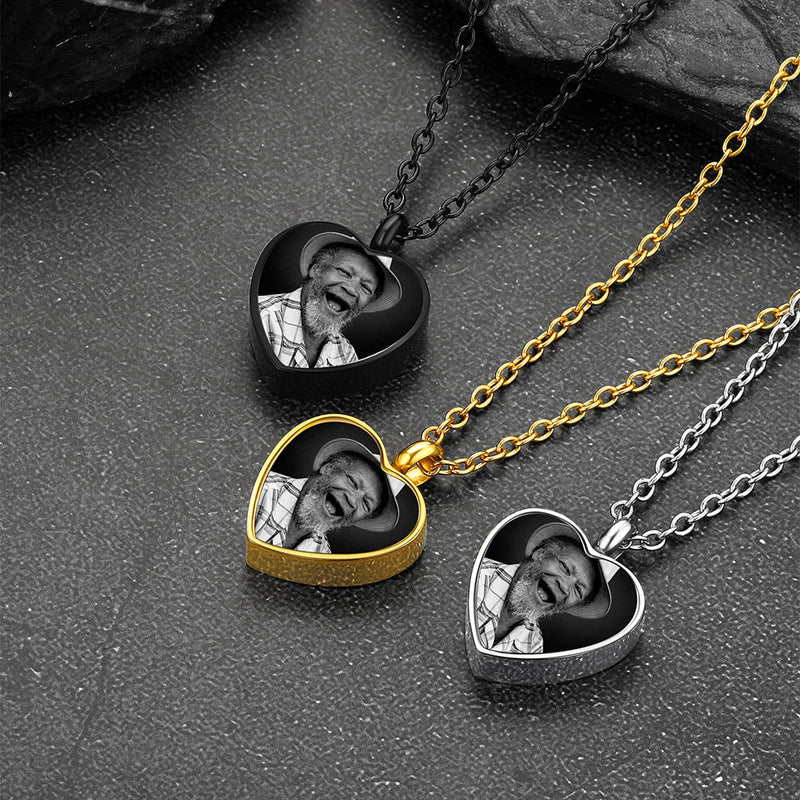 Custom Heart Urn Picture Pendant Necklaces for Ashes