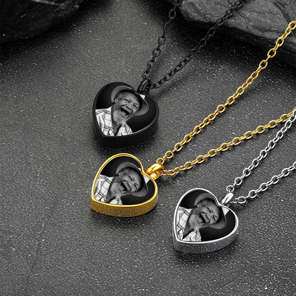 Custom Heart Urn Picture Pendant Necklaces for Ashes