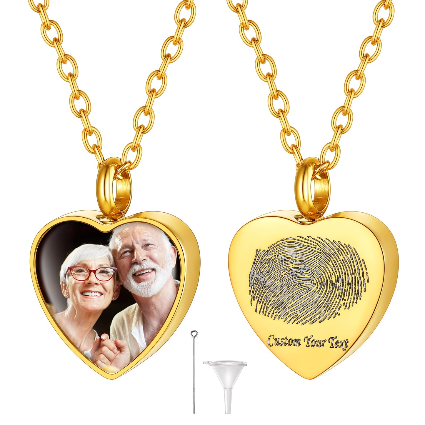 Custom Heart Urn Picture Pendant Necklaces for Ashes