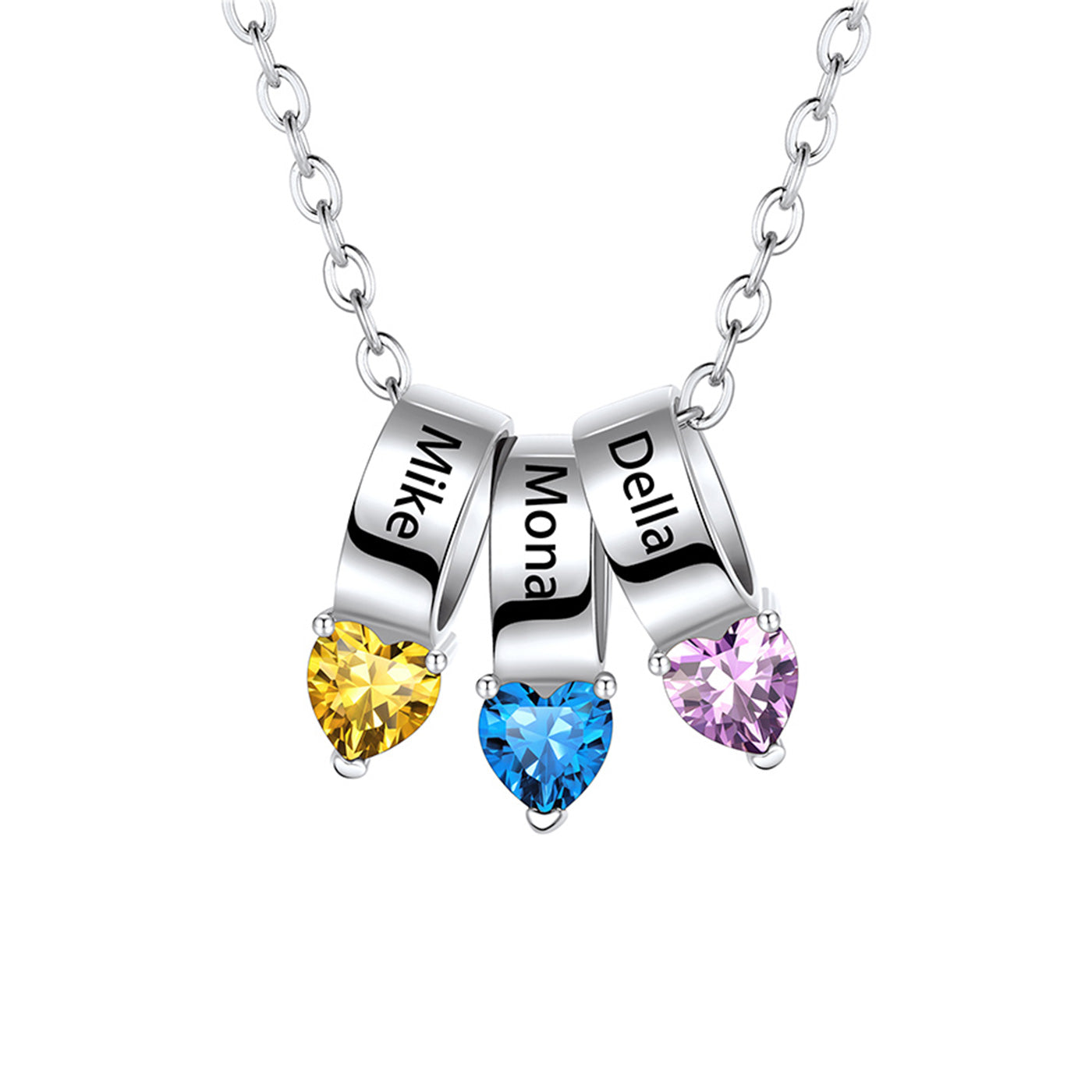 Customized Names Heart Birthstone Necklace for Mother