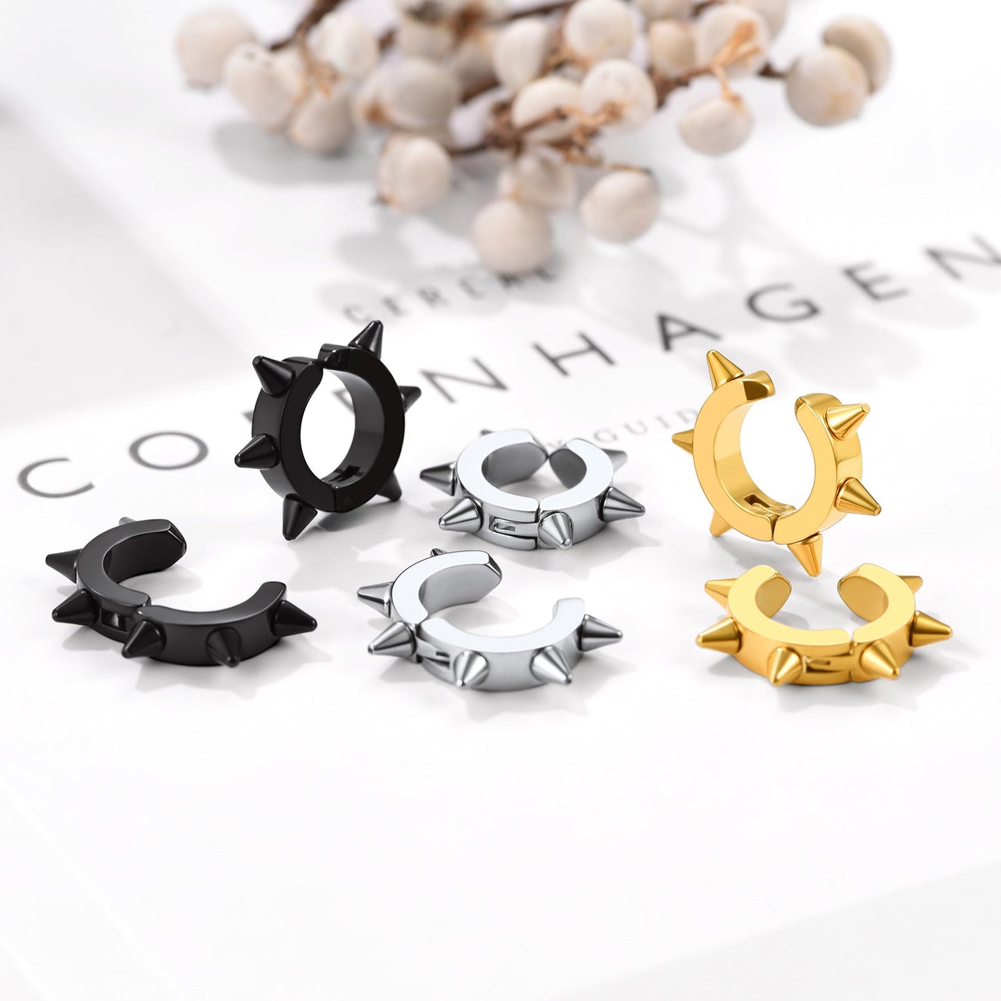 Flash Hook Hedgehog Ear Clip Earrings for