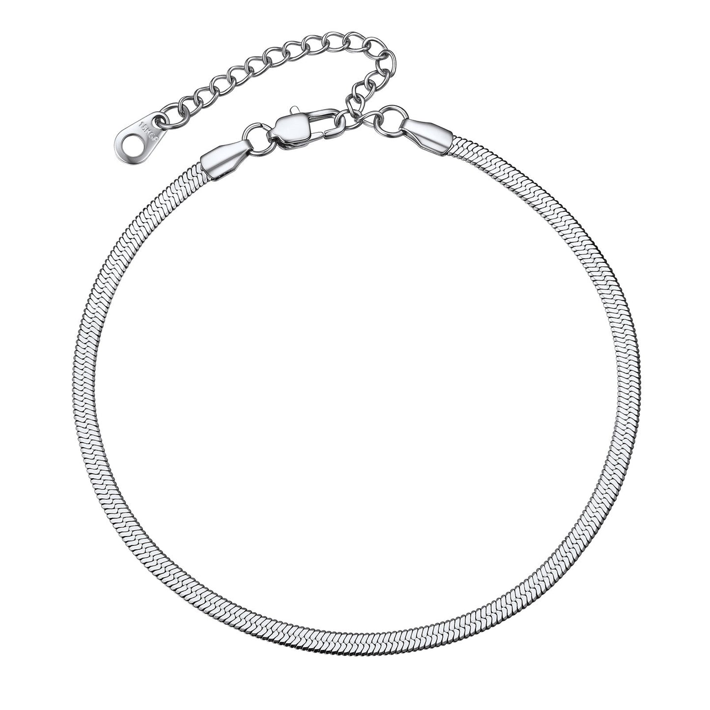 Stainless Steel Flat Snake Chain Anklet Bracelet for