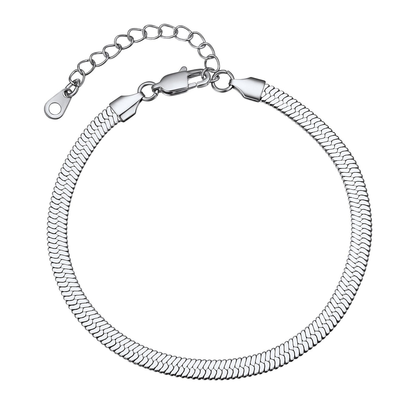 Stainless Steel Flat Snake Chain Anklet Bracelet for