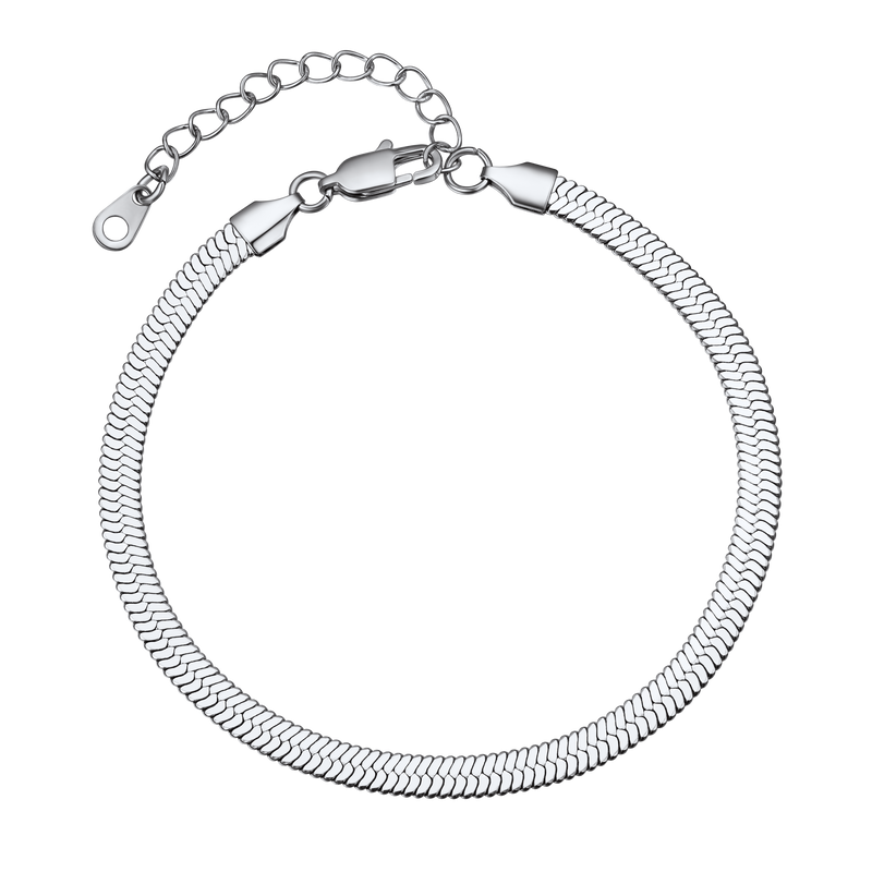 Stainless Steel Flat Snake Chain Anklet Bracelet for