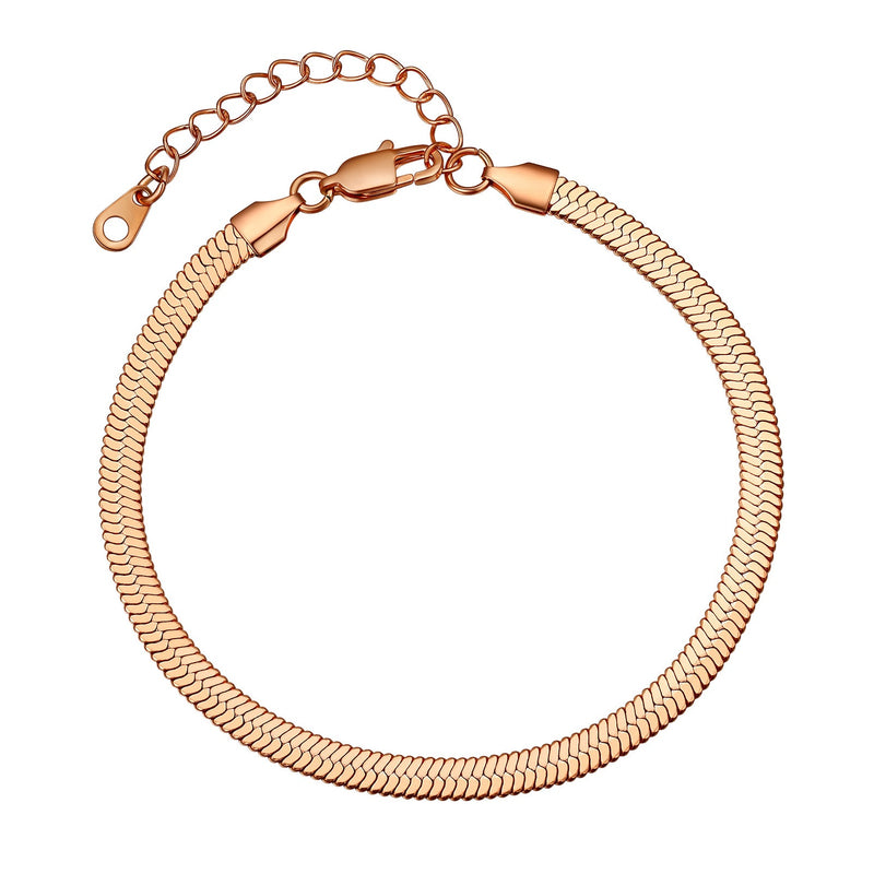 Stainless Steel Flat Snake Chain Anklet Bracelet for