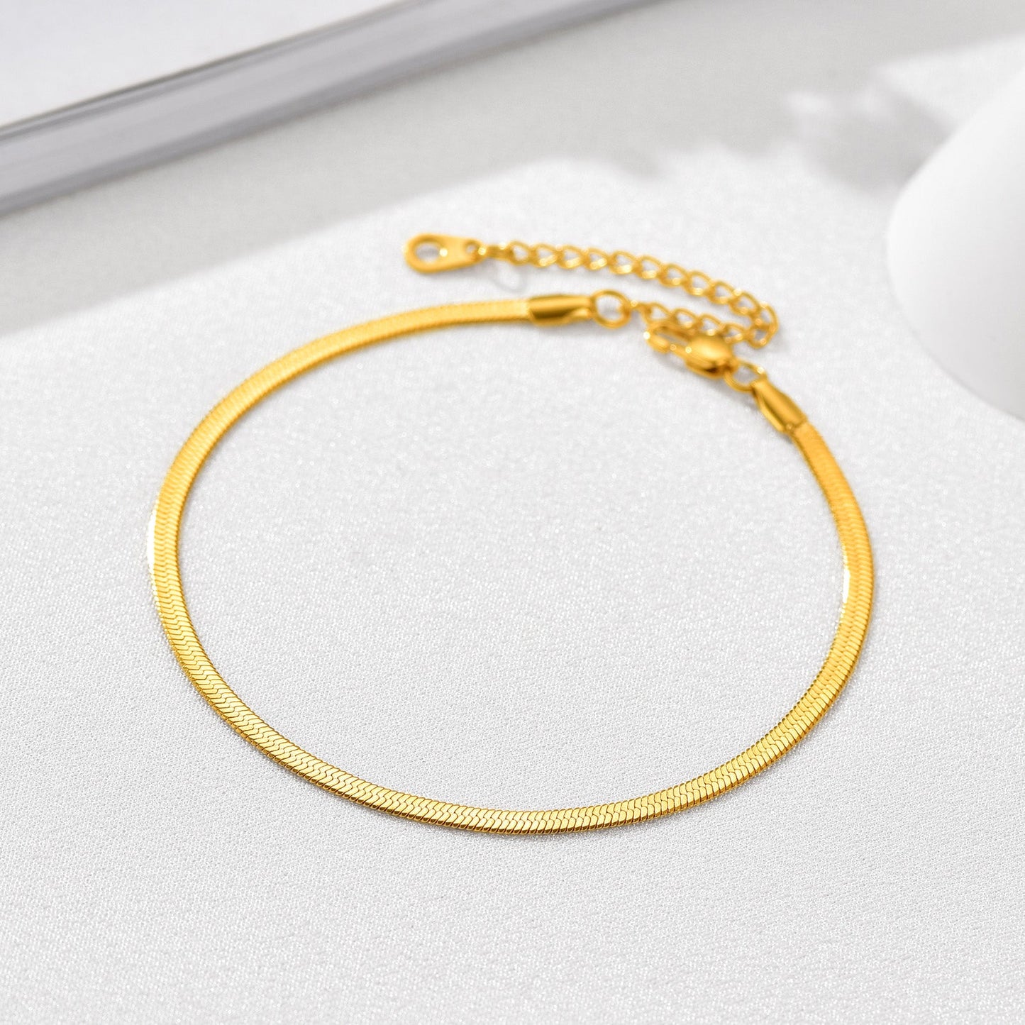 Stainless Steel Flat Snake Chain Anklet Bracelet for