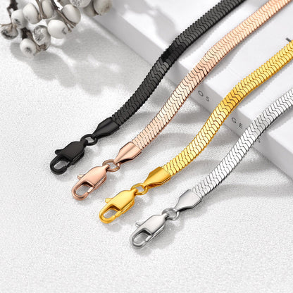 Stainless Steel Flat Snake Chain Anklet Bracelet for