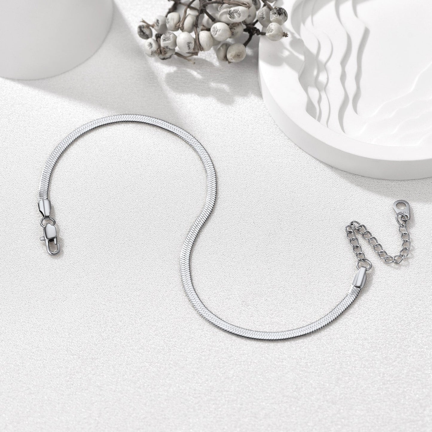 Stainless Steel Flat Snake Chain Anklet Bracelet for