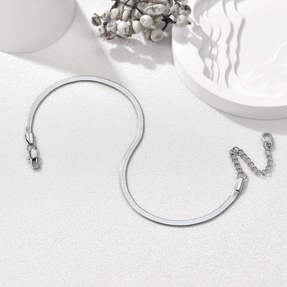 Stainless Steel Flat Snake Chain Anklet Bracelet for