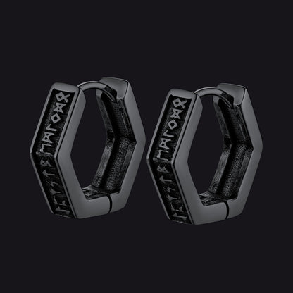 Norse Viking Runes Dangle Hoop Earrings for