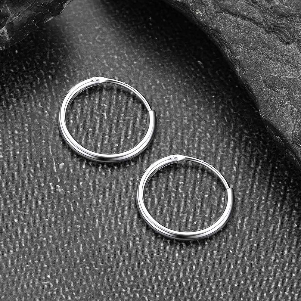 Classic Sterling Silver Piercing Hollow Hoop Earrings for