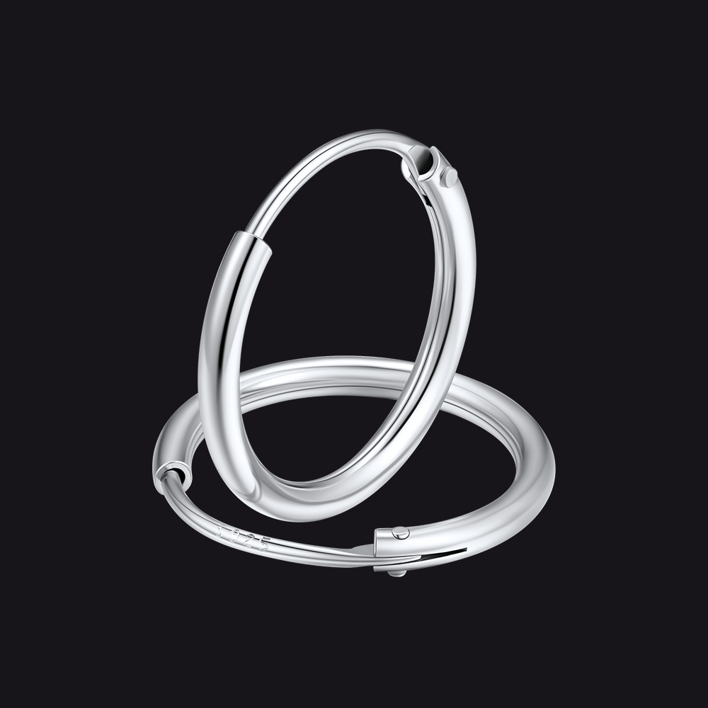 Classic Sterling Silver Piercing Hollow Hoop Earrings for