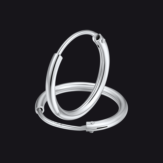 Classic Sterling Silver Piercing Hollow Hoop Earrings for