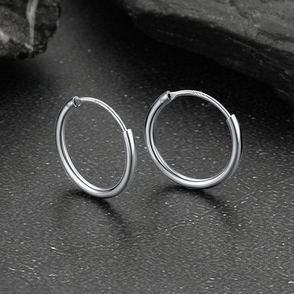 Classic Sterling Silver Piercing Hollow Hoop Earrings for
