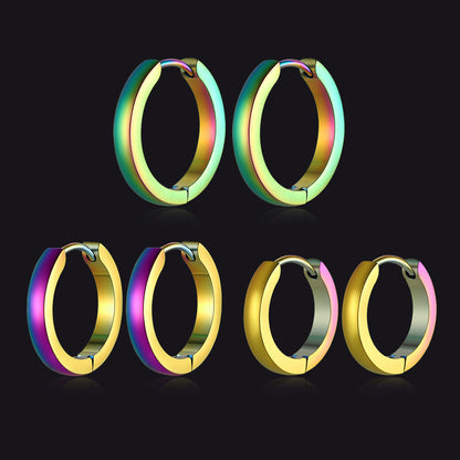 Classic Stainless Steel Huggie Hoop Earrings Set for 3 Piece