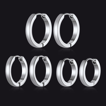 Classic Stainless Steel Huggie Hoop Earrings Set for 3 Piece