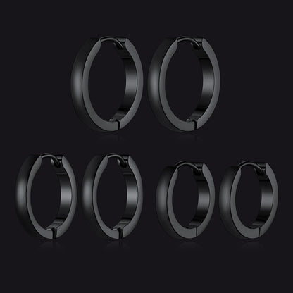 Classic Stainless Steel Huggie Hoop Earrings Set for 3 Piece