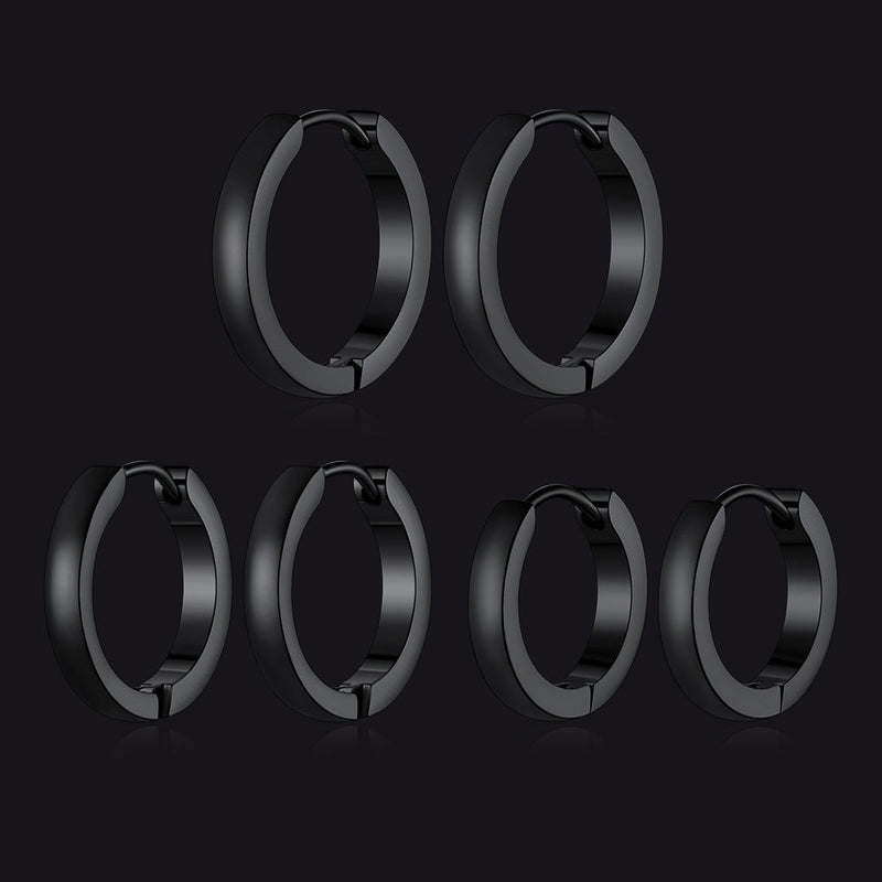 Classic Stainless Steel Huggie Hoop Earrings Set for 3 Piece