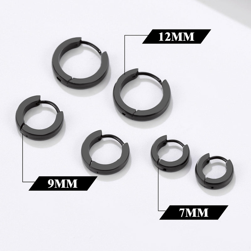 Classic Stainless Steel Huggie Hoop Earrings Set for 3 Piece