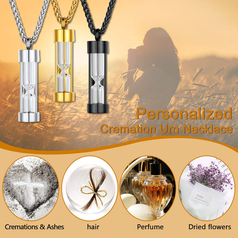 Hourglass Urn Necklace for Ashes Cremation Keepsakes for