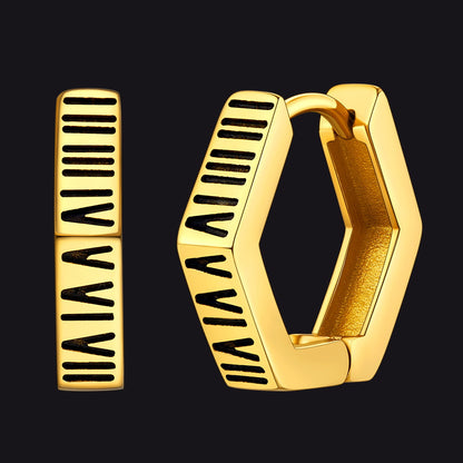 Roman Numerals Hexagon Hoop Earrings for