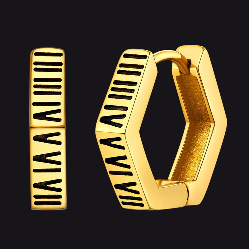 Roman Numerals Hexagon Hoop Earrings for