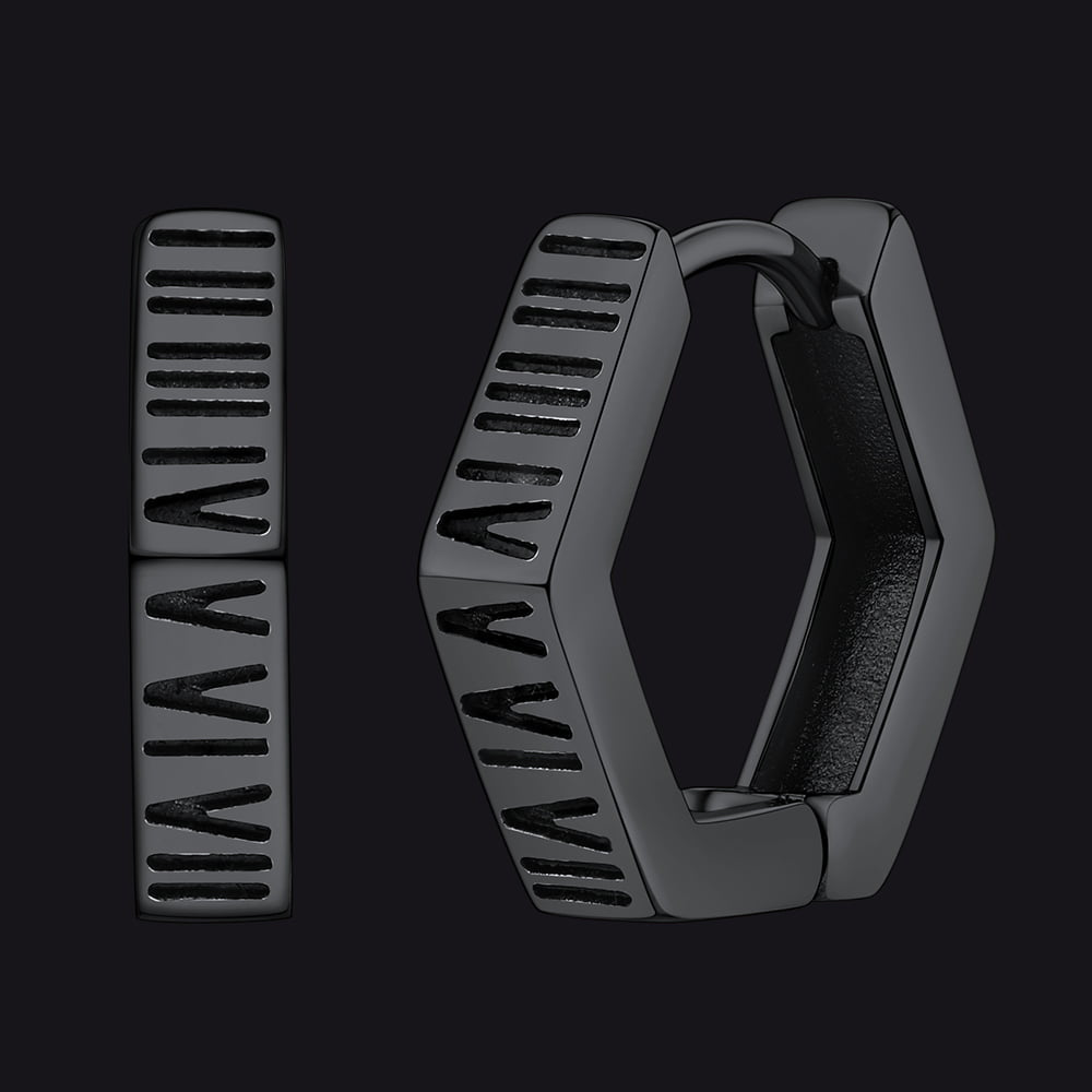 Roman Numerals Hexagon Hoop Earrings for