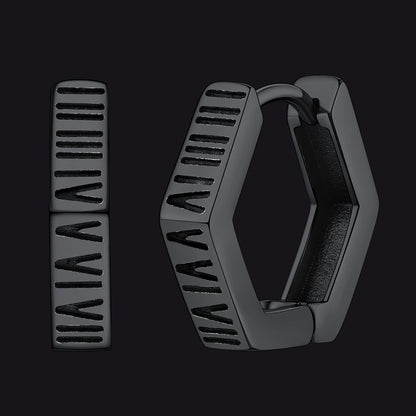 Roman Numerals Hexagon Hoop Earrings for